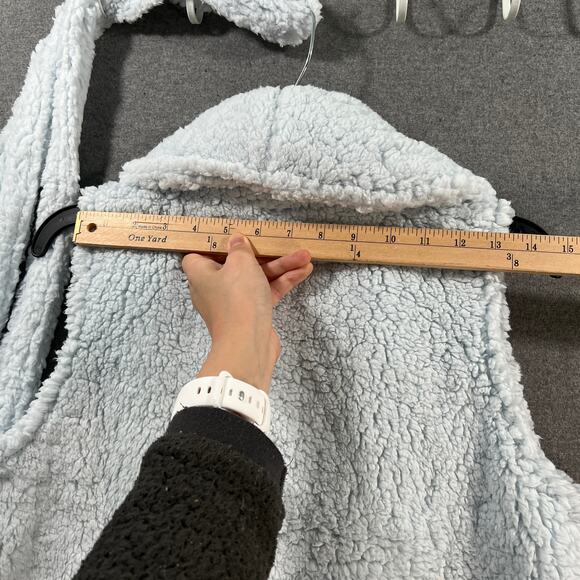 BumbleBella by Jill Martin Sherpa Shawl Collar Long Vest Baby Blue, X-Small - Picture 11 of 11